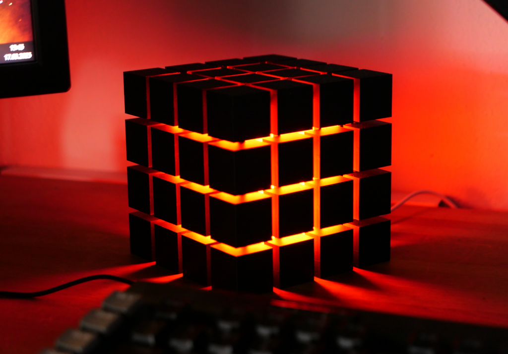 Modern Cube Grid LED Lamp – Geometric Ambient Desk Light
