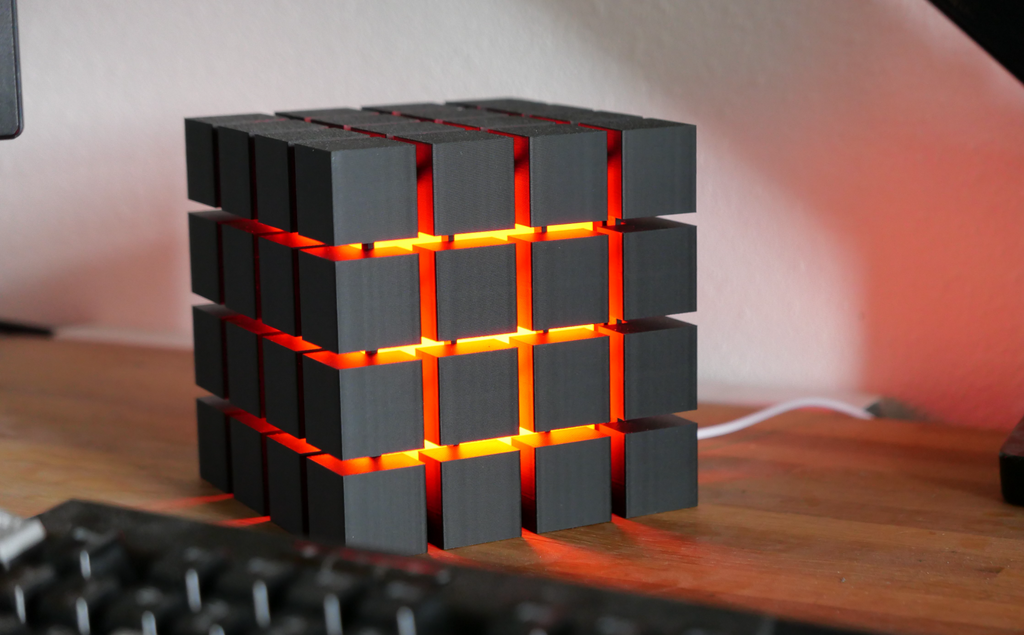 Modern Cube Grid LED Lamp – Geometric Ambient Desk Light