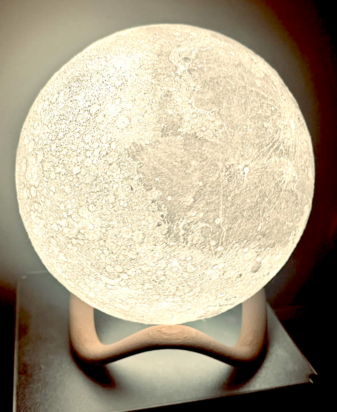 3D Moon Lamp with Stand – Realistic Lunar LED Night Light (Warm & Cool Light)