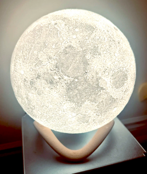 3D Moon Lamp with Stand – Realistic Lunar LED Night Light (Warm & Cool Light)